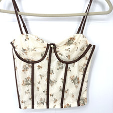 Pretty Garbage Floral Lace Corset Bustier Small Peasant Festival Coquette