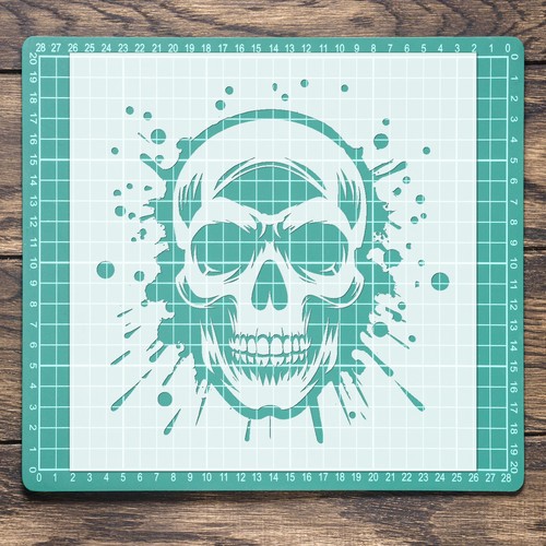 Halloween Skull 2 Multi Piece Stencil: Mylar Airbrush Wall Art Painting Crafts - Picture 2 of 11