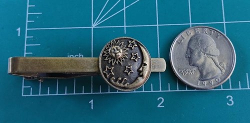 Antique Bronze Lovely Sun and Moon Tie Clip Clasp Bar Cufflinks - Picture 9 of 12