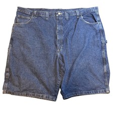 Wrangler Carpenter Denim Shorts Mens 48 Blue Medium Wash Hammer Loop vtg
