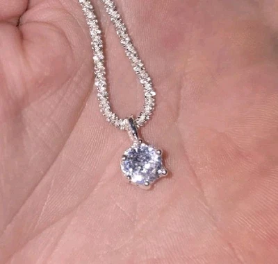 Halskette 47cm 925 Sterling-Silber, Moissanit, Geschenk, Valentinstag, Neu - Bild 1 von 4