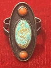 Vintage Silver Turquoise and Coral ring