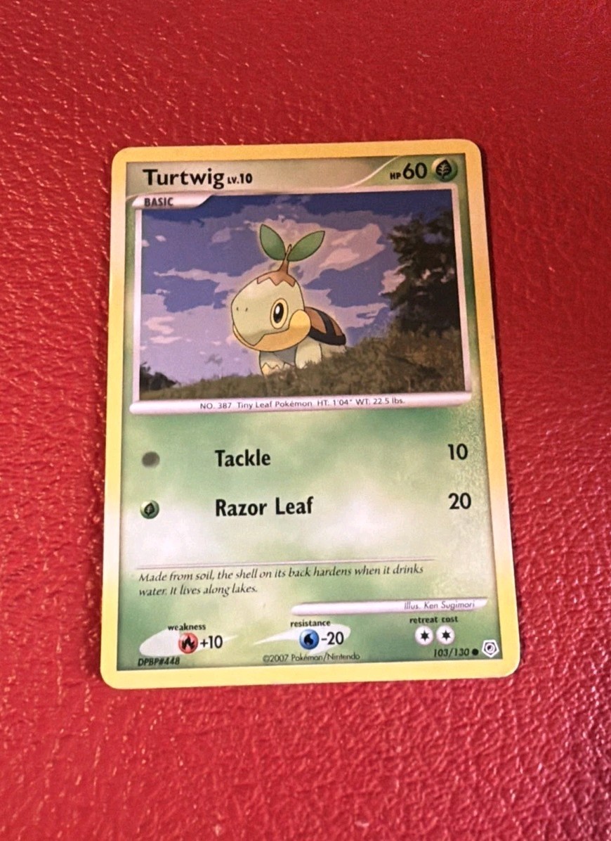 Pokemon Turtwig Lvl. 10 HP 60 103/130 NO. 387 Vintage 2007 Diamond and Pearl