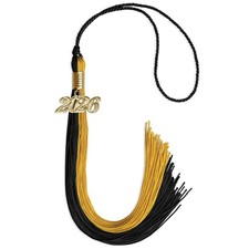 Endea Graduation Black/Bright Gold Tassel With Gold Date Drop