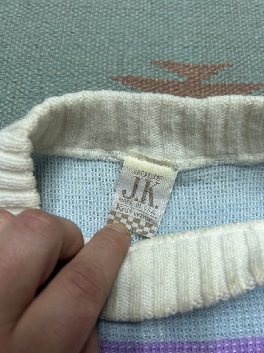 ♡ used knit ♡ Vintage 80s acrylic knit sweater pastel snowflake rose style fairy