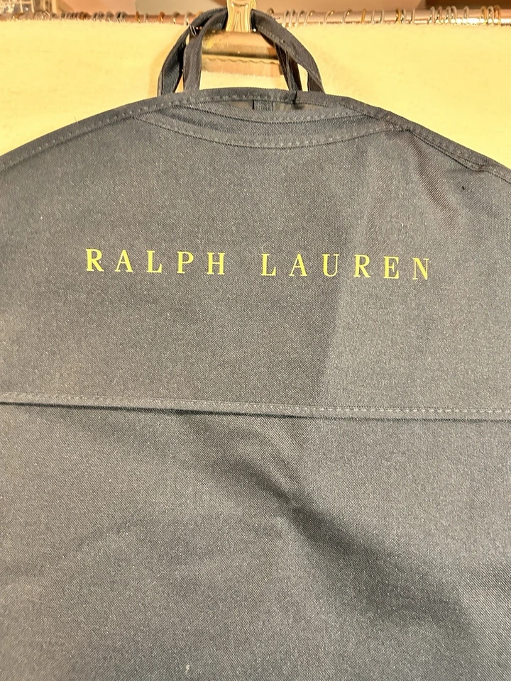 Bolsa de vestuário Ralph Lauren zíper lateral azul marinho com letras douradas 72” de comprimento NOVA - Imagem 2 de 4