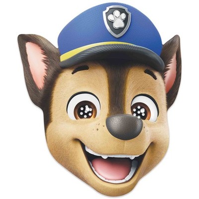 Chase from Paw Patrol Single 2D Card Party Face Mask - Adventure Bay Rescue Pups