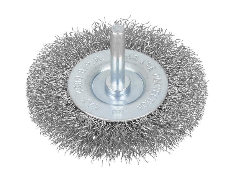 BlueSpot Tools - Flat Steel Wire Wheel Brush 75mm x 6mm Arbor