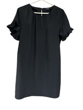 Madewell Black Ruffle‑Sleeve Shift Dress – Size S, preowned