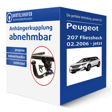 Auto Hak Anhängerkupplung abnehmbar für PEUGEOT 207 Fliessheck Typ WA/WC AHK NEU