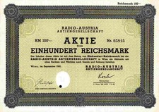 Radio Telekom Marconi 1941 Austria Vienna Reichspost bearer share 100 Reichsmark