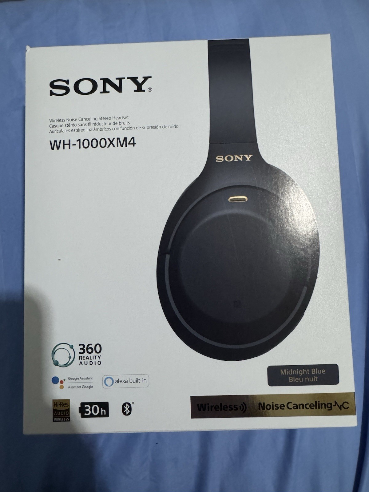 Sony WH-1000XM4 Wireless Noise Cancelling Headphones in Midnight Blue