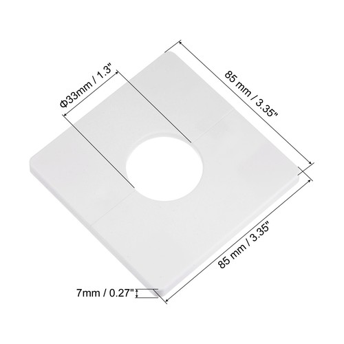 4pcs Wall Split Flange Plastic Square Escutcheon Plate 33mm Dia Pipe White - Picture 2 of 7