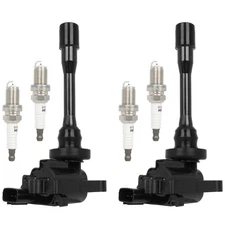 2× Ignition Coils & 4× Spark Plugs For 1999-07 Mitsubishi Lancer Chrysler Dodge