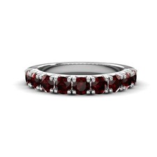 Sterling Silver 925 Garnet Brilliant-Cut Round 3.00mm Half Eternity Band Ring
