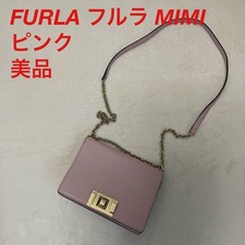 Furla Mimi Mini Cadena Bandolera Bolso de Hombro Cartera Cuero Rosa USADO Buen Estado