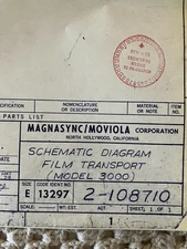 Magnasync Moviola Film Transport Schematic 44” X 34” Model 3000 EngineersRelease