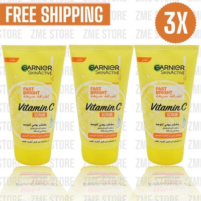 3X Garnier Fast Bright Vitamin C & Lemon Scrub 150ml