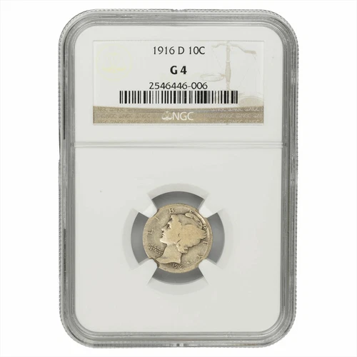 1916D Mercury Dime 10C NGC G 04
