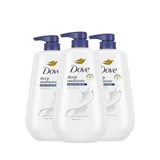(3 pack) Dove Deep Moisture Liquid Body Wash with Pump Nourishing for Dry Skin