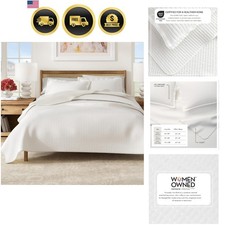 Full/Queen Quilt Set - 3-Piece Solid, Channel-Stitched Bedding Set - Soft, Li...