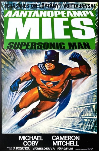 SUPERSONIC MAN (1979) Cameron Mitchell β Original Finnish Movie Poster NM