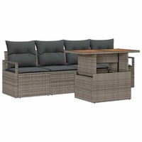 Garten Sofa Set 5-Teilig Mit Kissen Grau Outdoor Sitzgruppe Terrasse Balkon