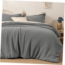 Cotton Muslin Comforter Set Size, Soft Lightweight Breathable Queen Black Grey