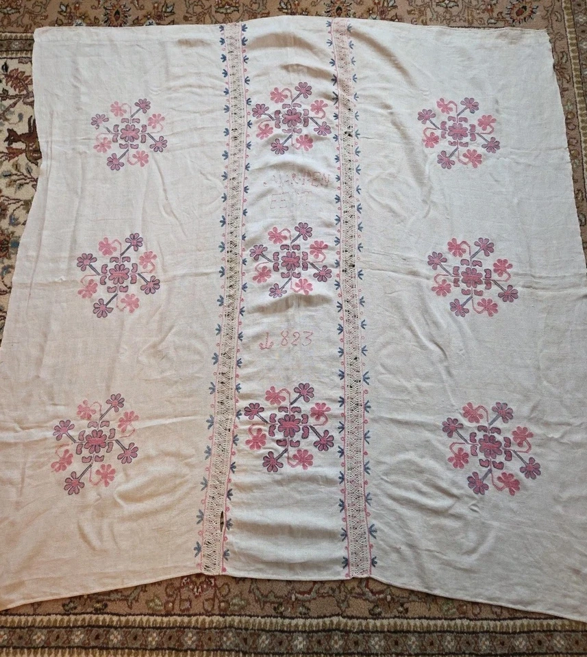 Antique Show Towel American Mid-Atlantic Embroidery Needlework 19th Century - Image 2 of 4