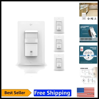 3-Way PIR Motion Sensor Light Switch, 4-Pack, Adjustable Sensitivity and Timer