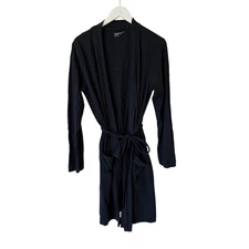 Gap Body Long Sleeve Belted Intimate Robe Cotton Blend Black Women's Size Small