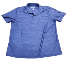 Tommy Bahama IslandZone Polo Shirt Mens Large Blue Solid Marlin Logo Golf Casual