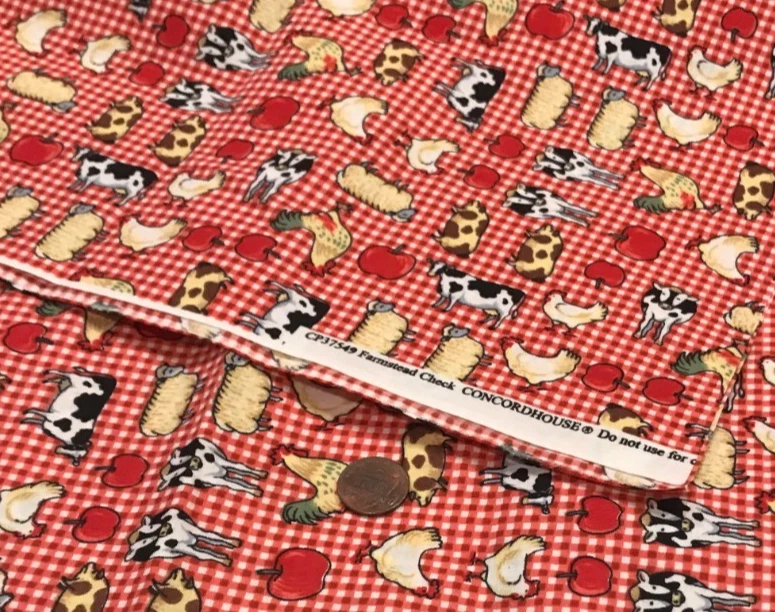 Farm Animals*Red Apples* Red & White Checkered* Concord * 100% Cotton * 8" x 22" - Image 4 of 4