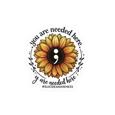 Sunflower Suicide Awareness Vinyl Decals, Self-Care Stickers, Mental Health Art,