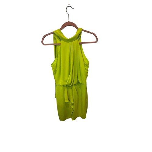 Halston Heritage Lime Mock Neck Sleeveless Drape Dress Size 2 - Picture 13 of 15