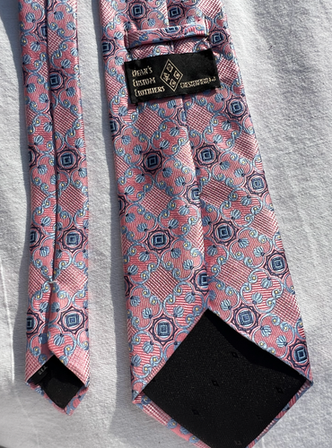 Corbata de caracoles sutiles rosa extra larga DCC 100 % seda para hombre - Imagen 4 de 12