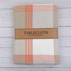 Fall Fabric Tablecloth 60x84 Harvest Picnic Plaid Orange Beige