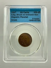 25 Cents Struck on Unknown Non Magnetic Planchet Canada Error Coin II257