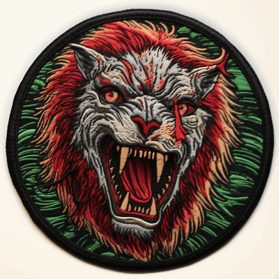 Lion Patch Embroidered Iron-on Applique Halloween Infected Zombie Zoo Animal