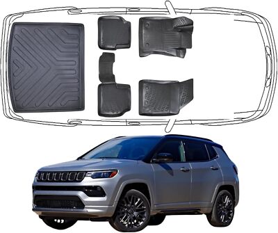 Trimak 3D Fußmatten & Kofferraumwanne Set Kompatibel mit Jeep Compass 2017 2024