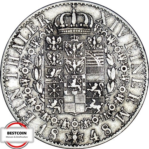 PREUSSEN AKS 74 1 Thaler Friedrich Wilhelm IV. von 1848 A in SS 1341708 - Picture 2 of 2