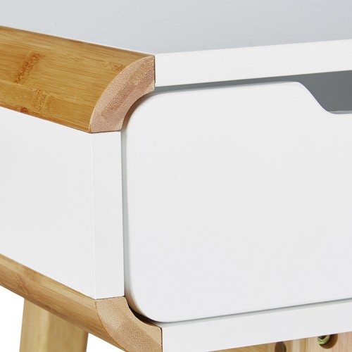 Schreibtisch mit Schubladen, Holz Computertisch, Schminktisch abgerundet, Tisch - Bild 7 von 8
