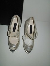 NIB STEVEN Steve Madden Brytni Silver Metallic Craquelure Platform Peep Toe 7M