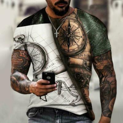 Camiseta Con Estampado 3d De Brújula Para Hombre Camisa