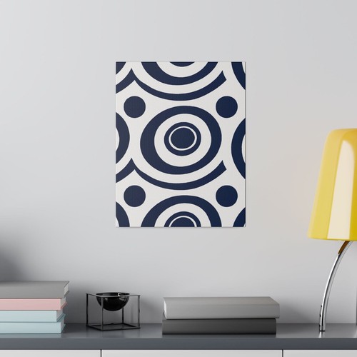 Wall Decor - Giclee Poster Art Print - Navy Blue and White Circular Pattern - Picture 2 of 10