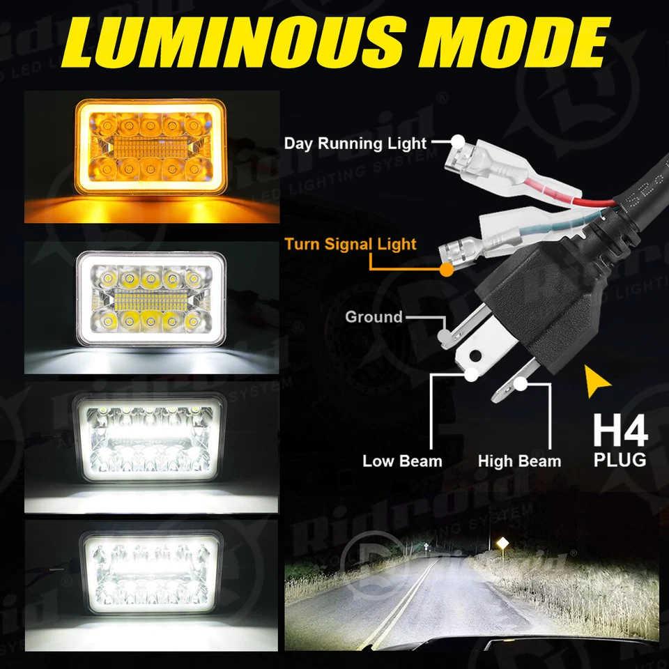 4 faros LED halo de haz de 4x6"" para furgoneta Toyota Land Cruiser 1989-90 1984-89 Foto 3 de 4