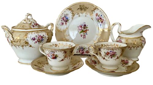 Regency Coalport Ridgeway Rococo Tea Set Cups Saucers Tureen Creamer Etc Gold - Picture 1 of 12