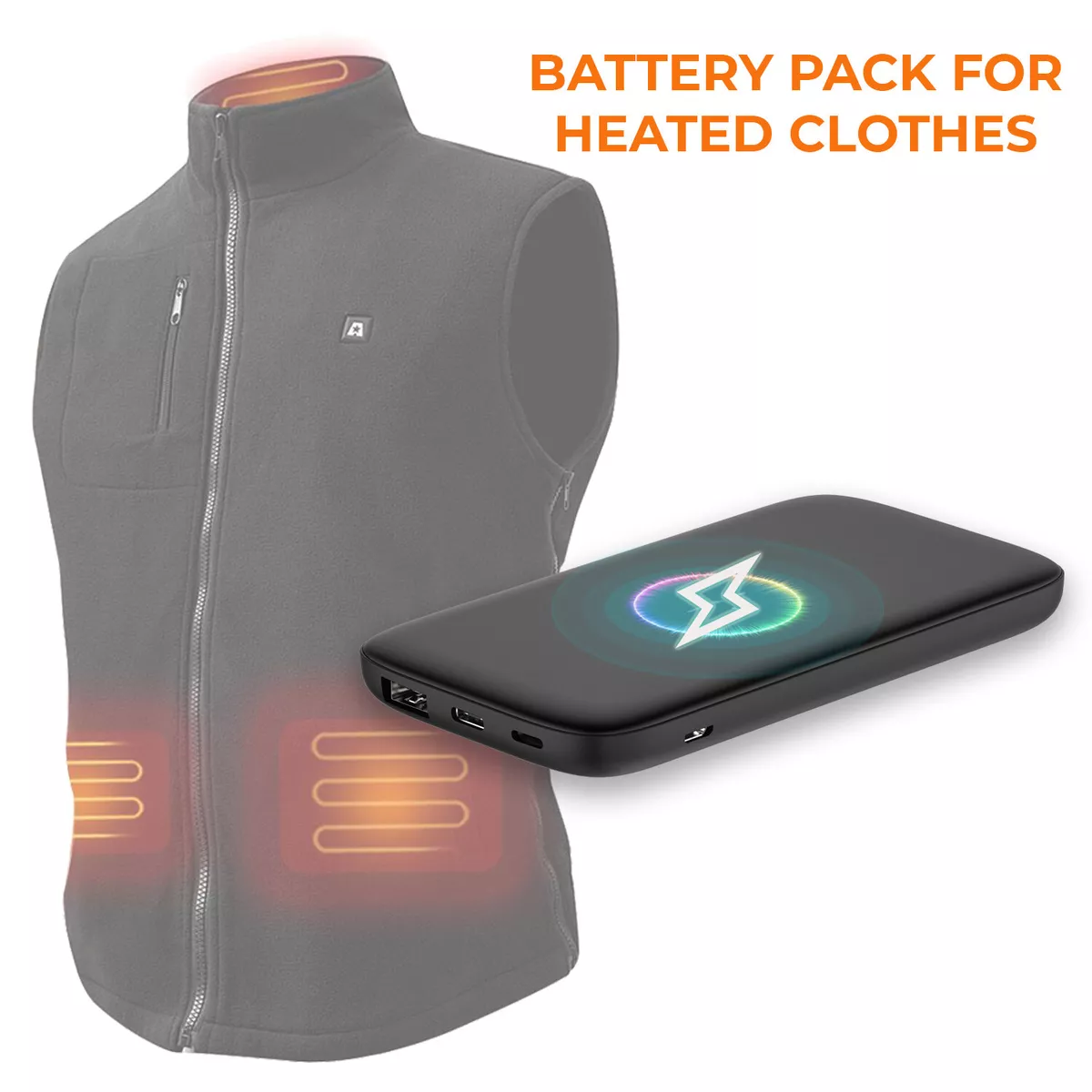 Battery pack for heated vest clearance