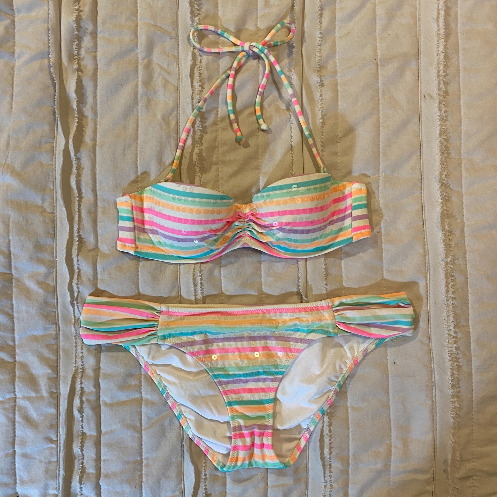 Victorias Secret Bikini Set Small Pastel Rainbow … - image 1