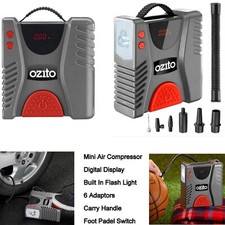 Digital Car Tyre Air Compressor Pump Compact Air Inflator 12V  With Flash Light